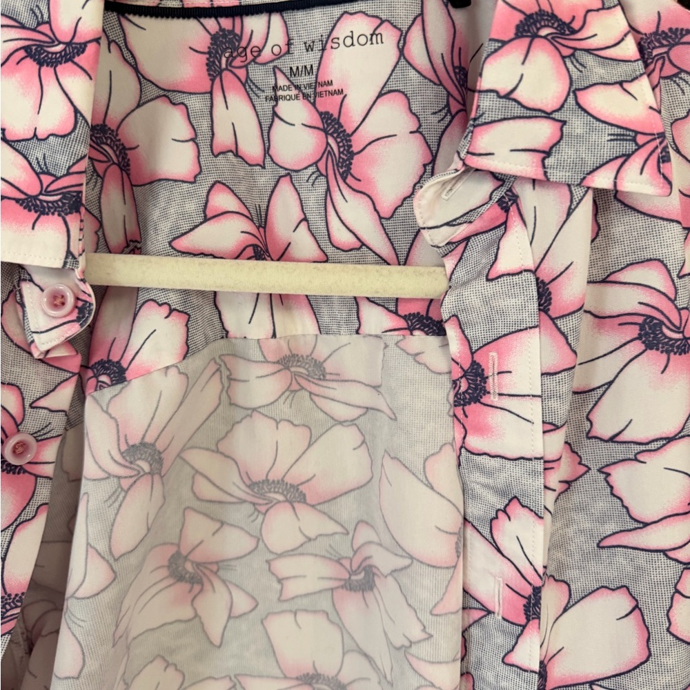 House of Wisdom Men's Pink Floral Casual Button Down Shirt